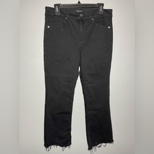Express Black Flare Jeans with Frayed Hem