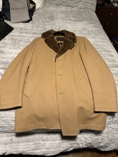 Vintage Pendleton Brown Virgin Wool Coat Faux Fur Size 42