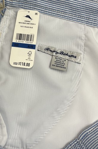 Pantalones Cortos Para Hombre Tommy Bahama Nova Wave Rayas XL X-Large Azul Palacio NUEVO Seersucker - Imagen 3 de 6