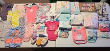 Brand New 28 Pieces Lot Of Girl Baby Items Clothes Bibs Towel Socks Etc