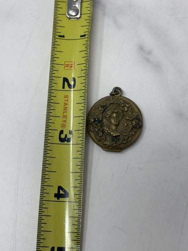 Antique Art Nouveau Slider Locket Repousse Woman’s Face As Is - Picture 5 of 5