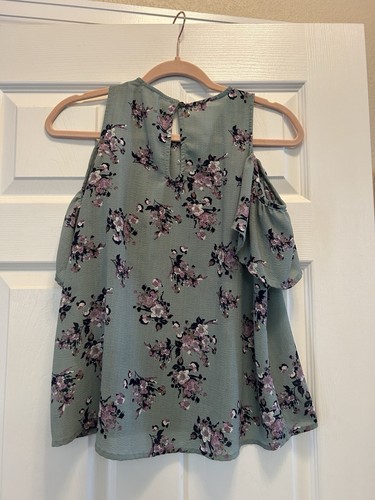 Rewind Women's Medium Blouse Cold Shoulder Multicolor Floral - Picture 2 of 4