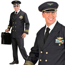 AIRLINE PILOT FANCY DRESS COSTUME – JACKET TROUSERS & HAT – ADULTS CAPTAIN OUTFI