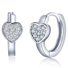 Huggie Earrings 925 Sterling Silver Small Hoop for Women Girls Heart-2