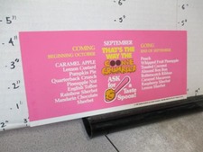 Baskin Robbins ice cream 1980 store display flavor sign COOKIE CRUMBLES Sept