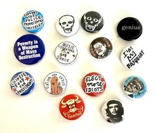 Assorted Pins Buttons Humor Funny Political Fun Lot Of 14