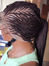 100 Handmade pencil braided wig made with full lace wig Dark brown