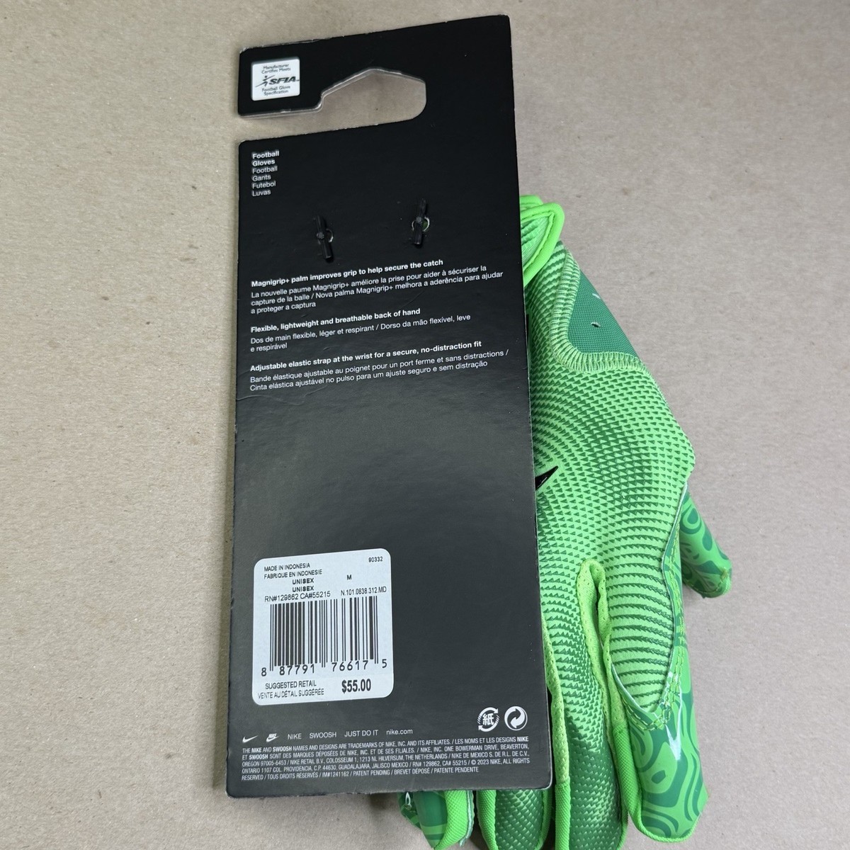 Nike Vapor Jet 8.0 Football Gloves Rage Green NWT M Adult Size