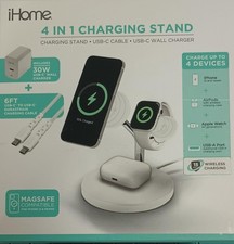 iHome 4-in-1 15W Magnetic Wireless Charging Stand - Whit