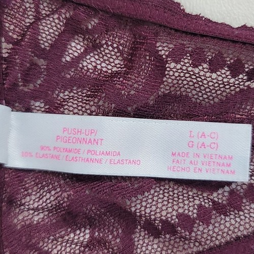 Victoria's Secret PINK PushUp Bra Purple Large Lace Racerback Underwire Longline - Picture 9 of 9