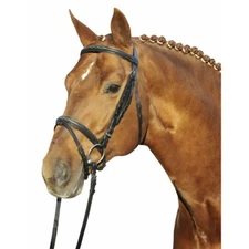 HKM Jana Leather English Bridle with Fancy Stitching - Black or Brown 