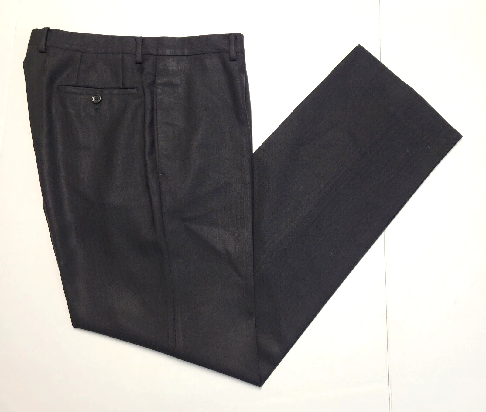 Pantalon habillé plat devant homme GUCCI 100% laine HERRINGBONE 32x32 noir FABRIQUÉ EN ITALIE