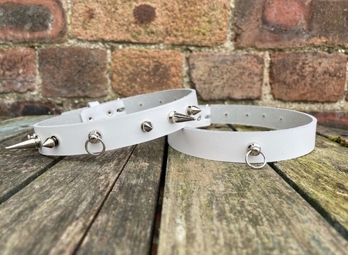 Real Leather Add Your Own Pendant Choker Spiked or no Spikes Choice of Colour - Picture 6 of 13