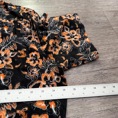 Margaritaville Shirt Mens XL Orange Black Floral Button Up Cotton Short Sleeve - Picture 9 of 9