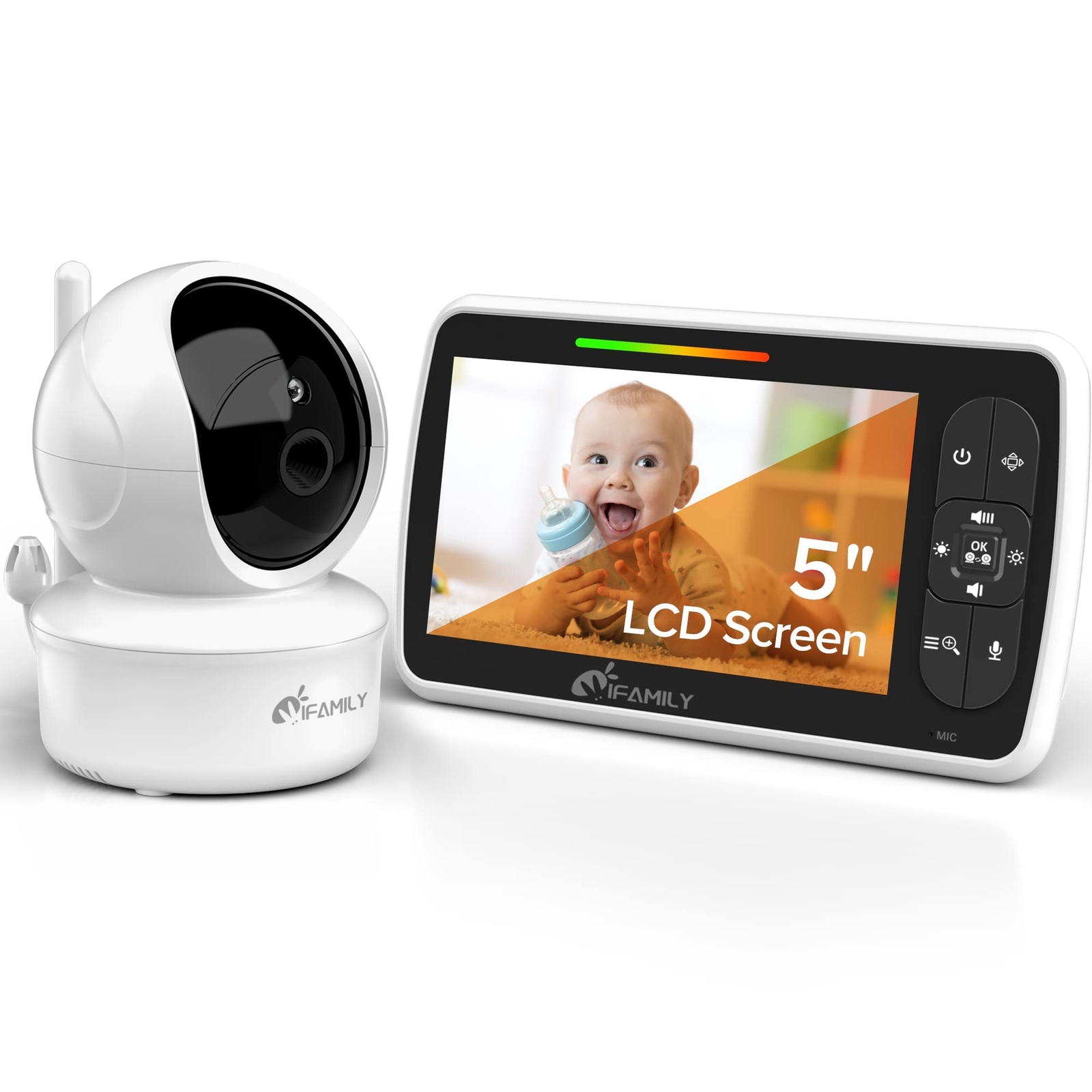 Baby Monitor - 5” Large Display Video Baby Monitor with Remote Pan-Tilt-Zoom ...