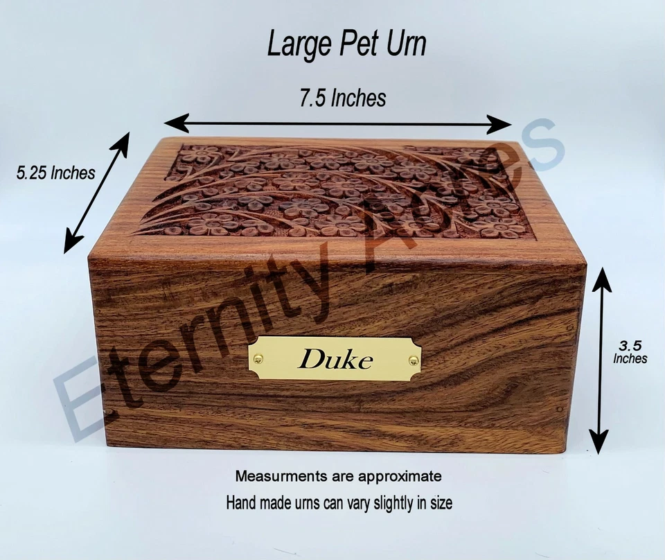 Urna conmemorativa de madera para mascotas gatos o perros con placa personalizada grabado Foto 3 de 4
