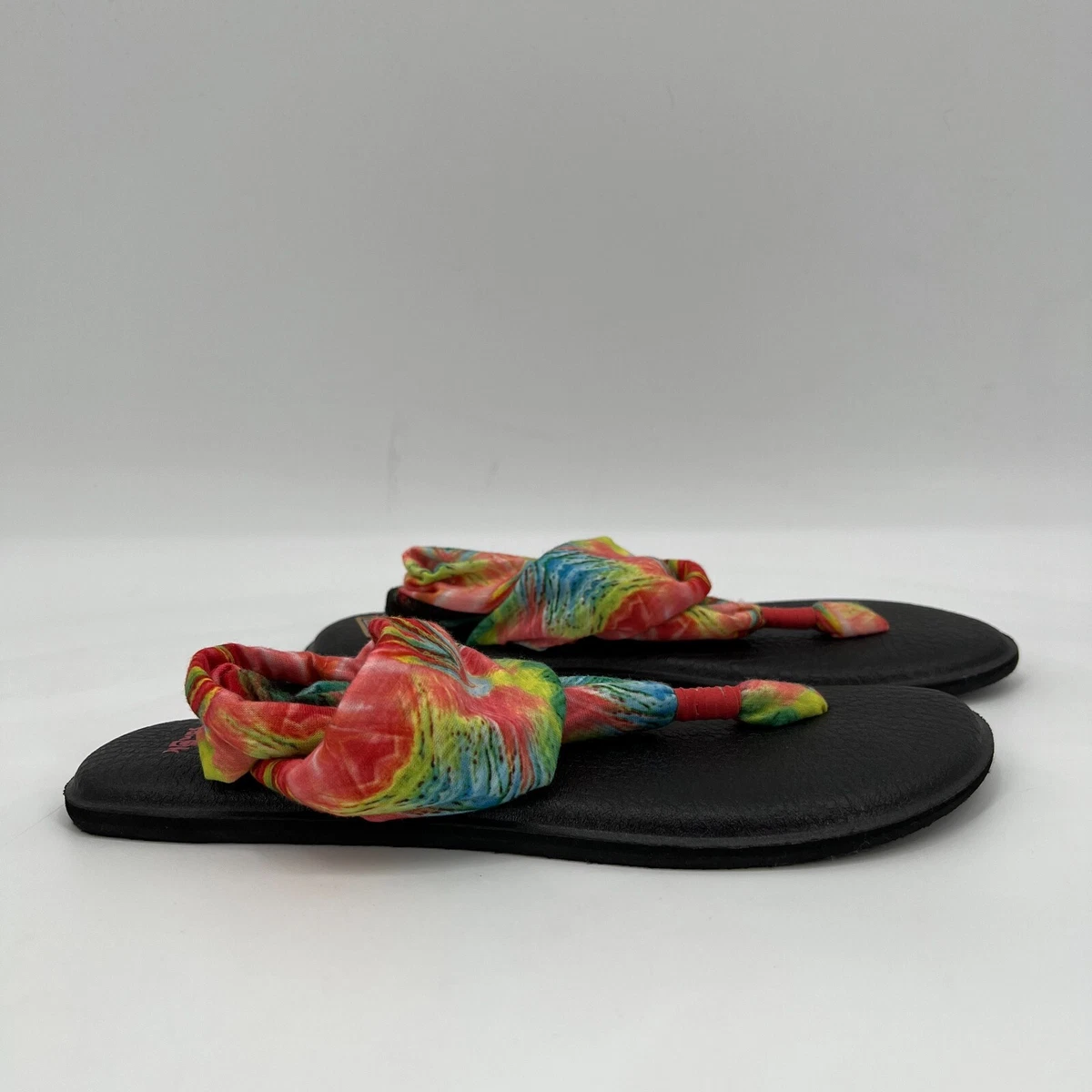 Sanuk Yoga Sling Sandals Women 10 Multicolor Rainbow Tie Dye