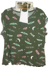 New Womens Large 12-14 Baby Yoda 3 piece pajama set Shirt Shorts Socks Star Wars