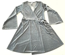 LLHLJH Women’s Size M Blue/Green Wrap Dress 90% Poly 10% Spandex