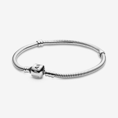 PANDORA Bracelet 925 Sterling Silver Cylinder Clasp Snake Pattern 590702HV
