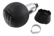 PREMIUM Schaltknauf Knauf Alu Schwarz Loch Leder 6-Gang für Audi