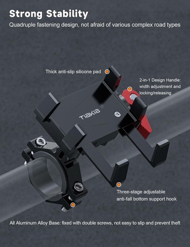 Bike Phone Mount Holder Aluminum Handlebar Lock 360° Rotation for Smartphones - Zdjęcie 4 z 9