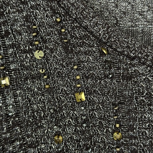 Peck & Peck Tunic Womens sz XL Embellished Brown Metallic Crochet 3/4 Sleeve - Picture 4 of 12