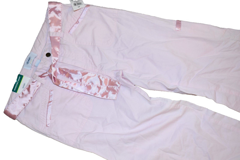 j1 2006 NWT Size 14 OLD NAVY Floral Pink Cargo Pants w/Satin belt Adjustable