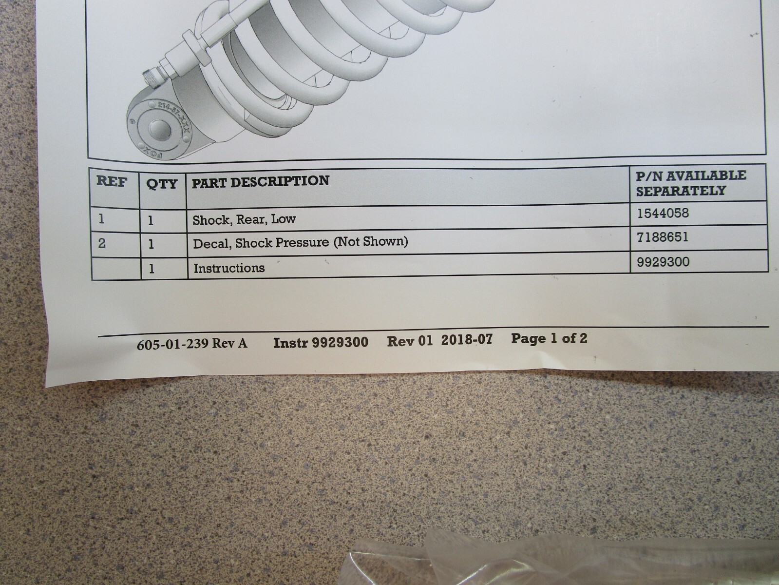 INDIAN MOTORCYCLE LOWERING SHOCK KIT BY FOX 2884423 2020 2023 BIG