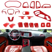 21x Red Interior Accessories Cover Trim Full Kit Decor for Dodge Challenger 15+