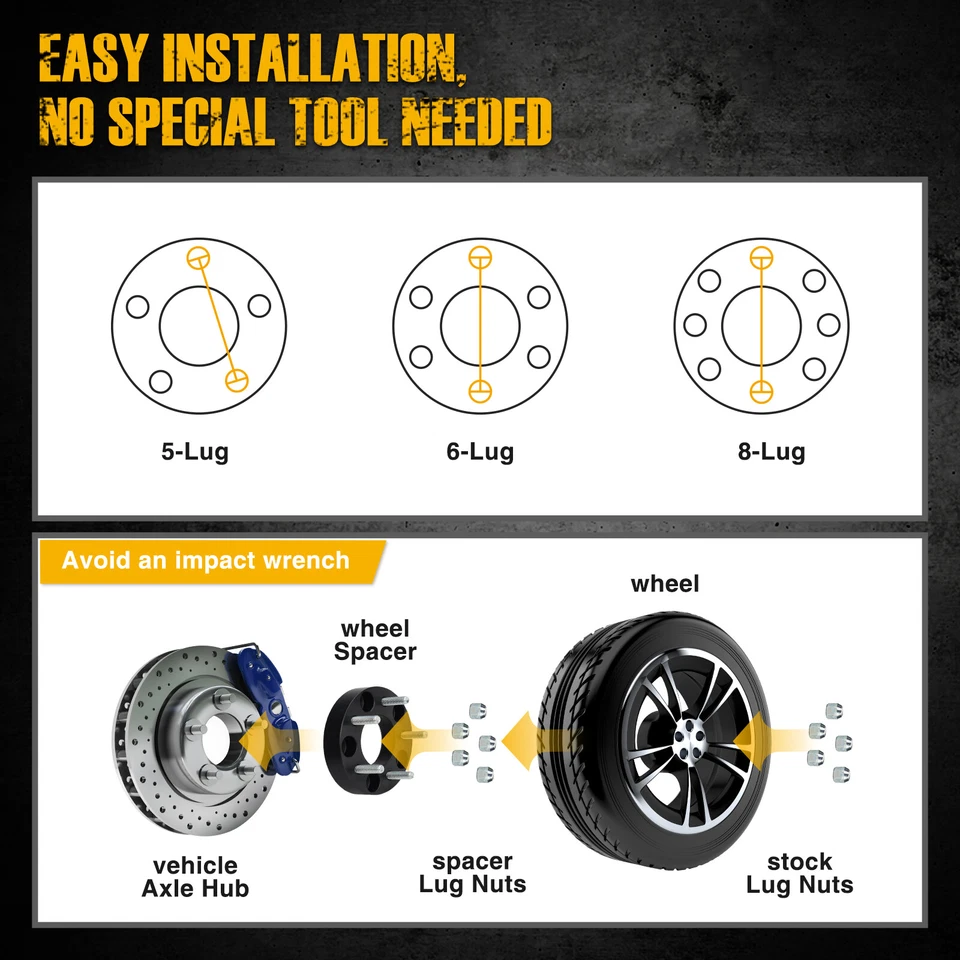 4Pc 2" 5x4.5 Hub Centric Wheel Spacers 1/2"x20 For 1987-2006 Jeep Wrangler YJ TJ - Image 3 of 4