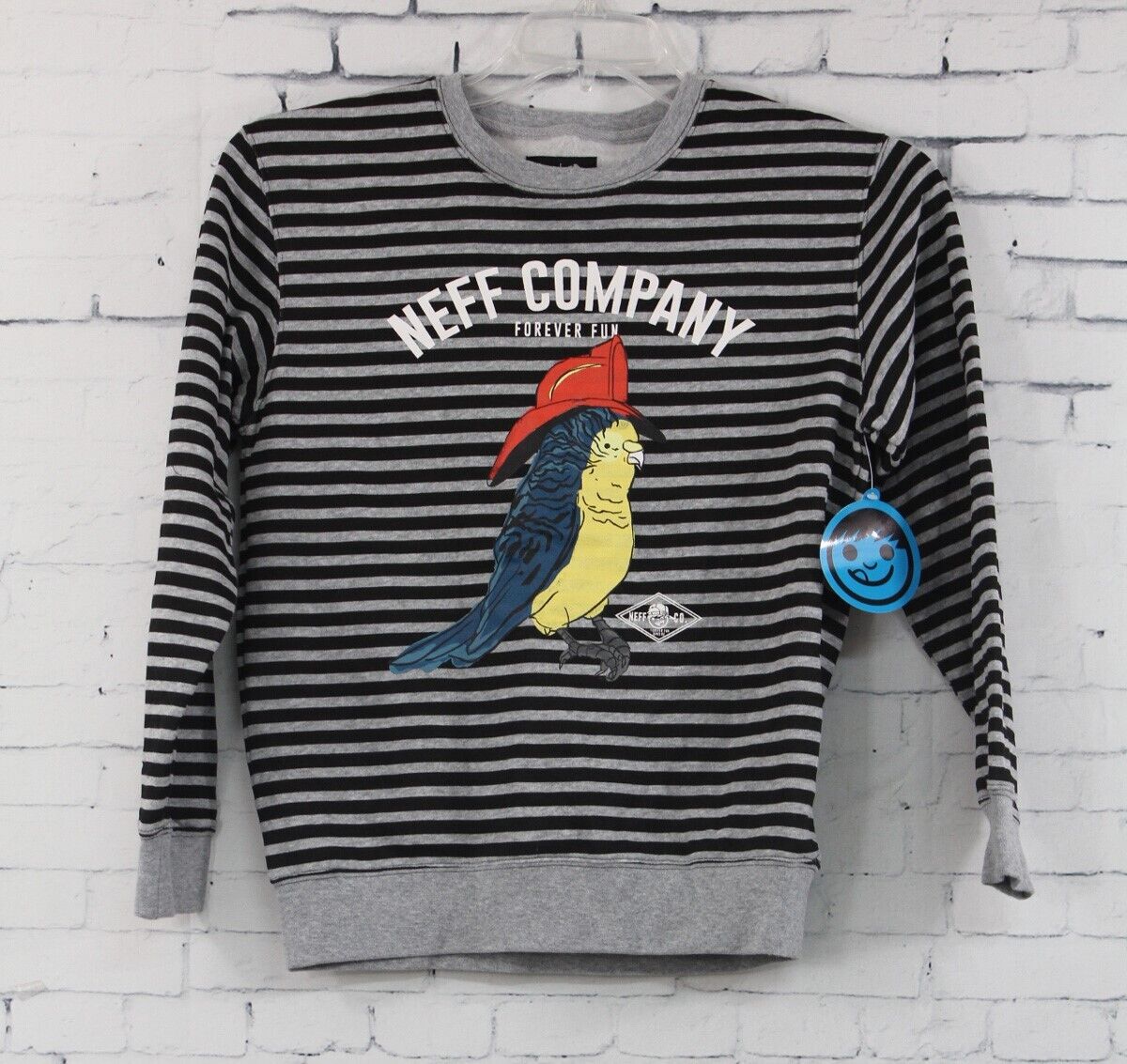 Новая толстовка Neff Boys Youth Bird Jobs Crew с капюшоном среднего спортивного размера серого цвета