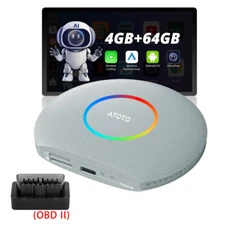 ATOTO Android 13.0 AI Box Wireless Carplay Android Auto Adapter 4GB 64GB + OBDII
