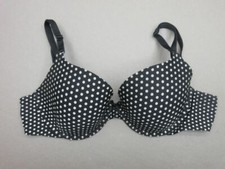 34D Victorias Secret Black Polka Dot Underwire Padded Convertible Demi Bra 2H