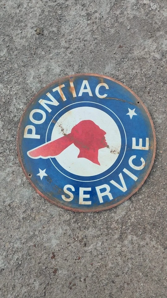 Фарфоровый эмалированный знак понтиак размер 12x12 дюймов