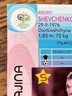 【希少・欠品有り】WORLD CHAMPIONSHIP 2006 Panini World Cup Germany 2006 Card #186 Andriy Shevchenko Ukraine
