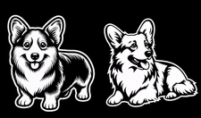 2 pack Corgi 5" White Vinyl Decal Car Truck Window Laptop Tablet Tumblers Mirror