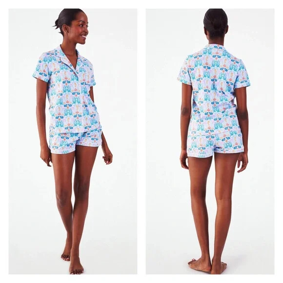 ★SPAO★ Panty Rabbit Panty Rabbit Short Sleeve Pajamas BLUE New Roller Rabbit Under The Sea Polo PJ Pajama Blue Shorts