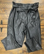 Commando Women's Relaxed Fit Faux Leather Paperbag Pants in Black | Size: XL