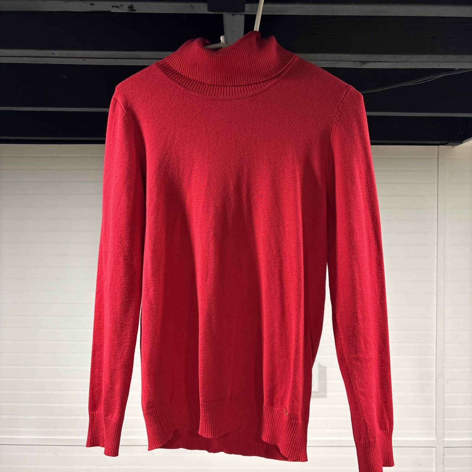 Calvin Klein Women's Size M Pullover Sweater Turtle Neck Knit Red Long Sleeve