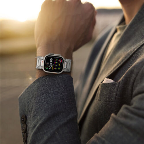 Echtleder Bandarmband für Apple Watch Ultra 49 mm iWatch 9 8 7 6 5 42/44/45 - Bild 8 von 24
