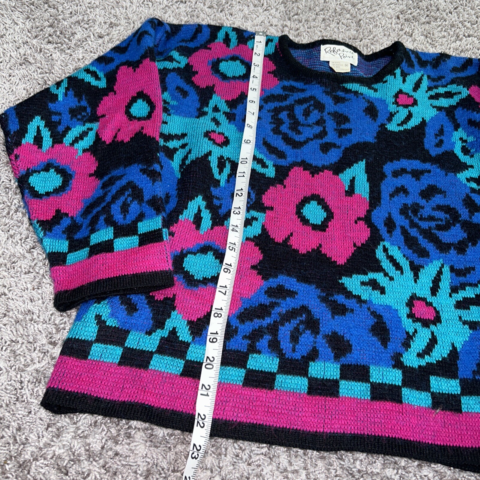 Reference Point Black Blue Pink Wool Sweater Size… - image 4
