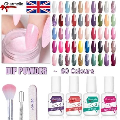 Nail DIP POWDER SYSTEM Colours Dipping Air Dry Base Top Activator Brush Saver
