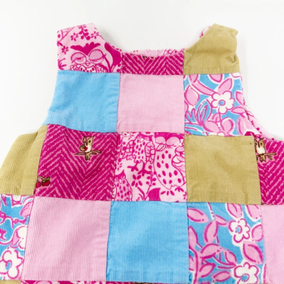 Vestido Jersey Lilly Pulitzer Niños Rosa Tostado Pana Búho Retazos Niñas 3-6M Foto 2 de 4