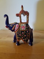 Artisian Gifts India Collection Hand Painted Elephant w/Castle, Hathi Howdah
