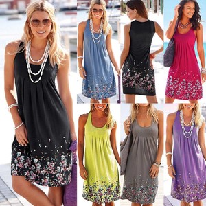 Details About Womens Dress Boho Summer Beach Holiday Uk Plus Size Ladies Sundress Midi Top