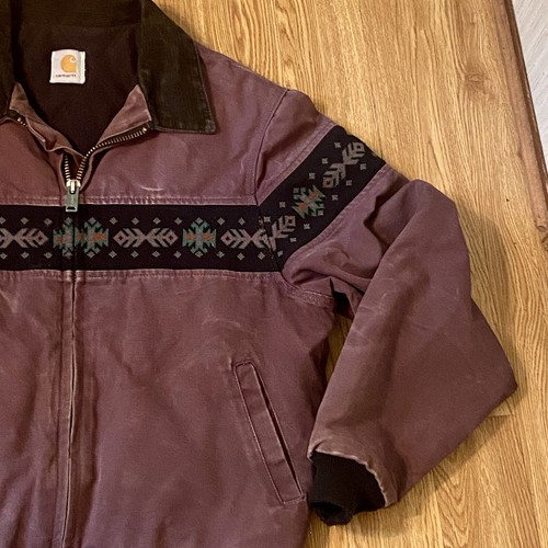 Carhartt Jacket Aztec Navaho Accent Plum VTG 90’s Southwest Accents RARE - Picture 6 of 20