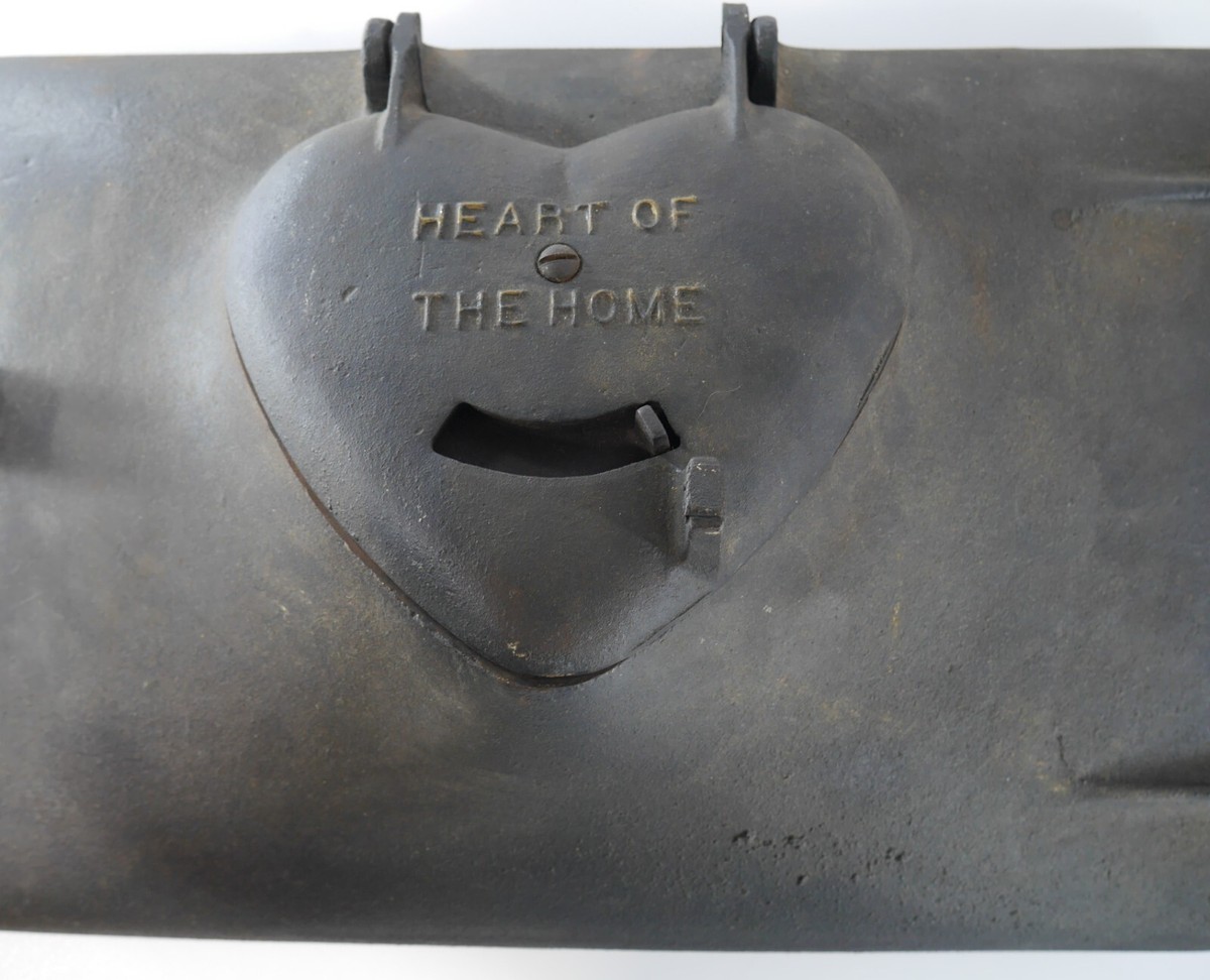 Antique Cast Iron Heart of the Home Stove Door Wood Burning