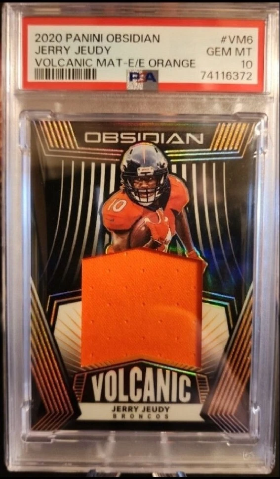 Jerry Jeudy Panini Obsidian Volcanic Material #VM6 Electric Etch-Orange