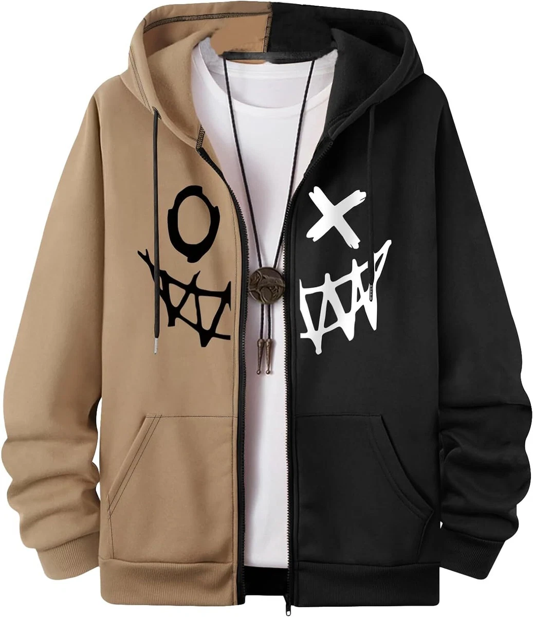 Cozyease Men s Zip Up Hoodies Graphic Y2k Hoodies Sweatshirt long Sleeve Western
